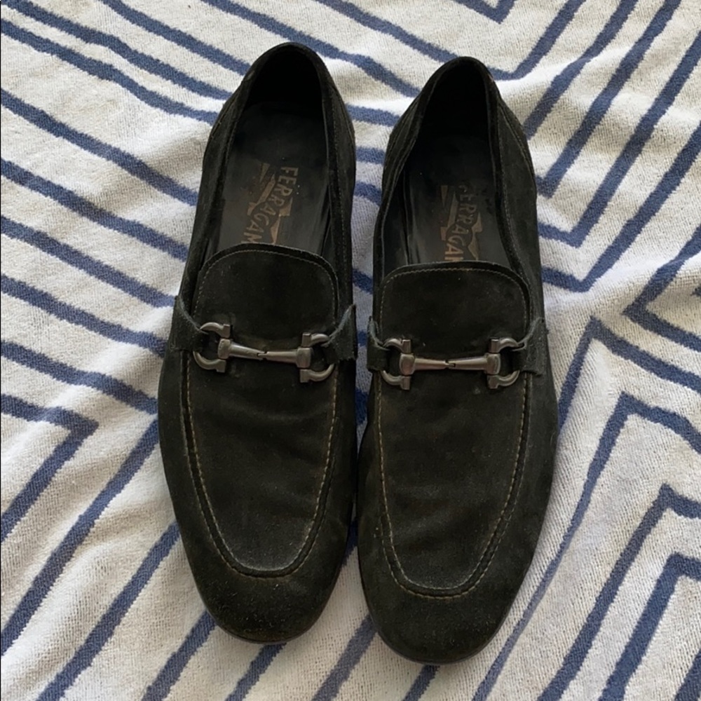 Men’s Ferragamo Black Suede Loafer
